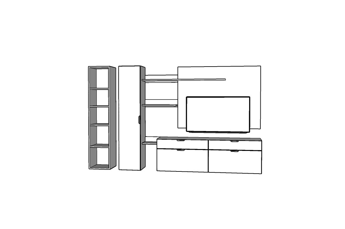 living room outline in 3D