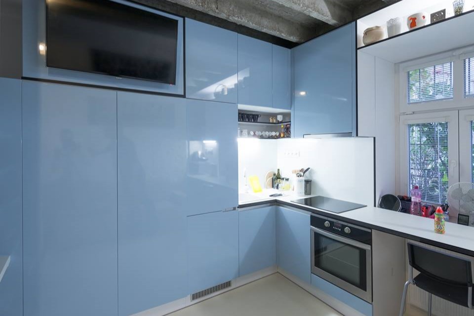 blue kitchen
